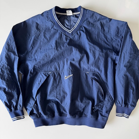 Vintage Y2K Nike Windbreaker Jacket Mens M Blue Pullover Center