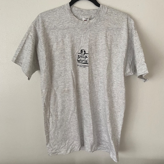 Vintage 90s Stick World T-shirt Mens Large Fruit of the Loom I Say