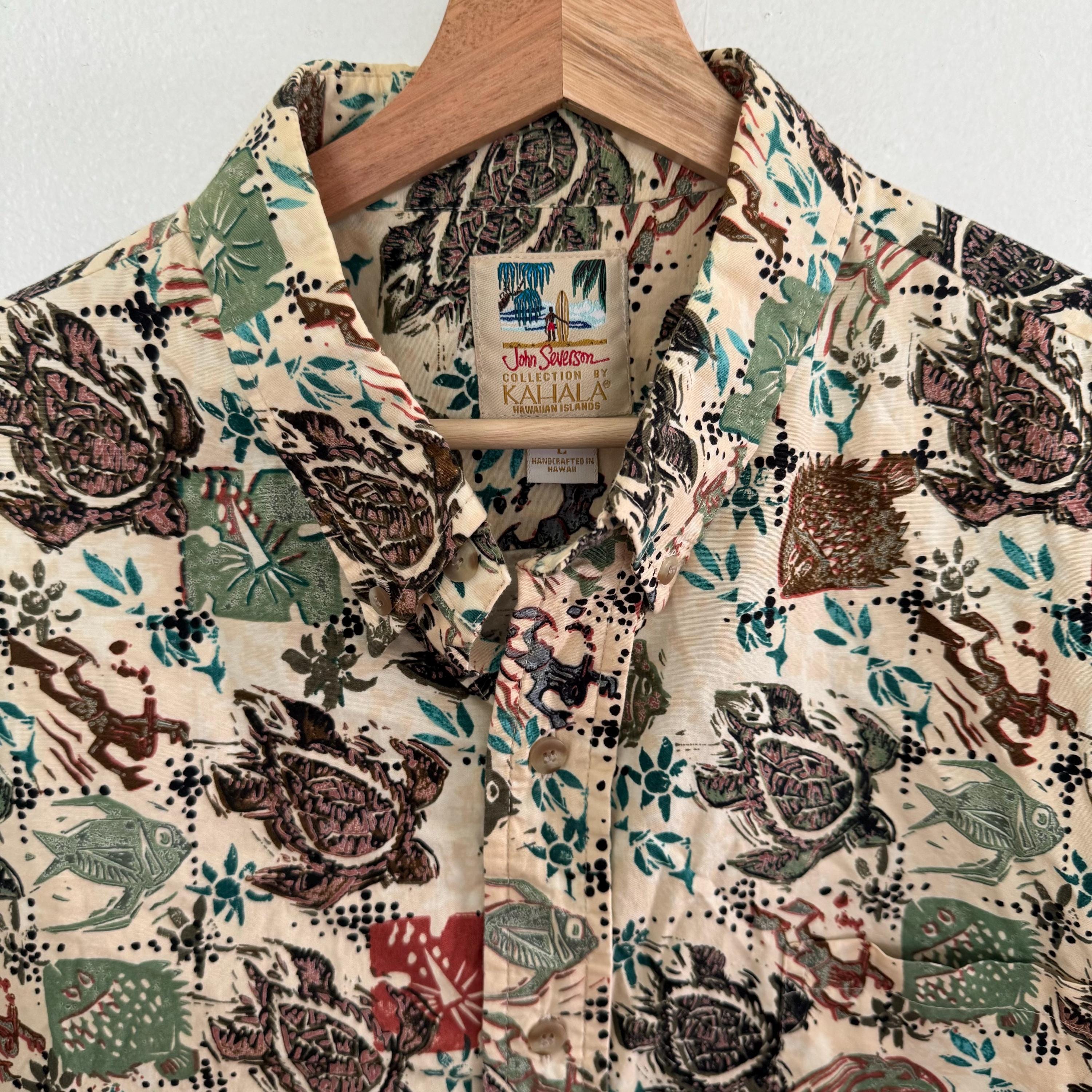 Vintage Kahala John Severson Hawaiian Button up Shirt Mens Large