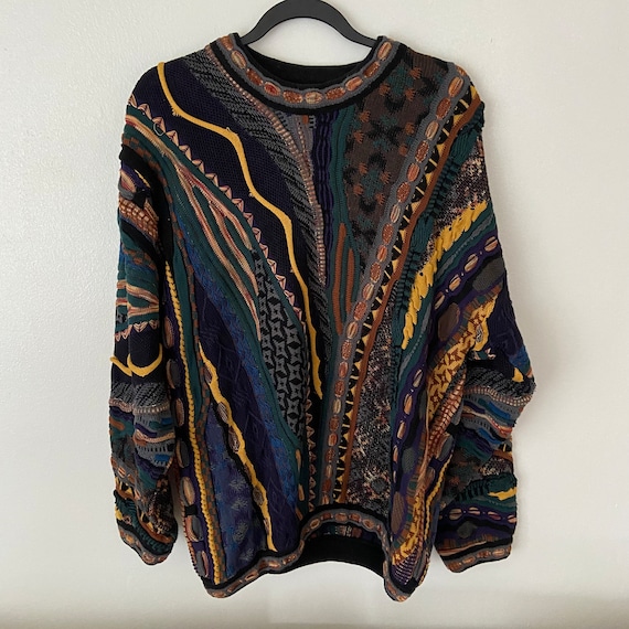 Vintage 90s Tundra Canada Sweater Mens Medium Colorful Coogi Style