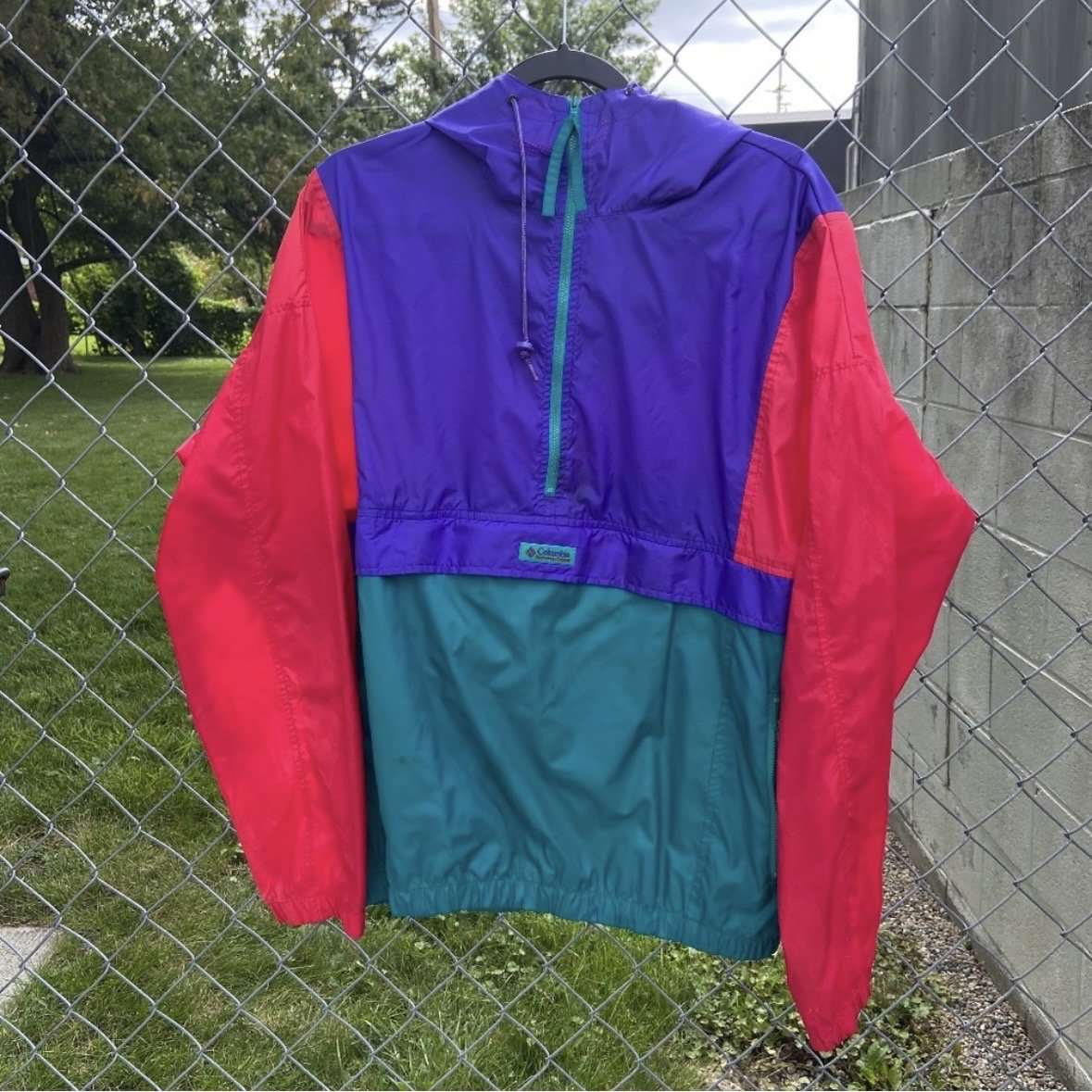 Vintage 90s Columbia Windbreaker Jacket Mens Large Colorful Half
