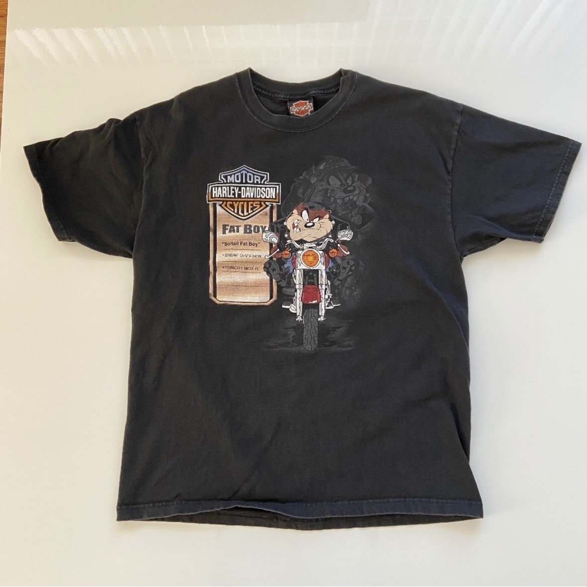 Vintage Harley Davidson T-shirt Mens Large Fat Boy Taz Looney