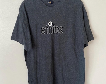 Vintage Etnies T-Shirt Mens Large Gray Skateboard BMX Skateboarding Shoes Tee