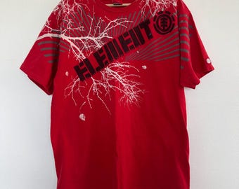 Vintage Element Skateboards T-Shirt Large Red Skateboarding Cotton Tee Made In USA 90s