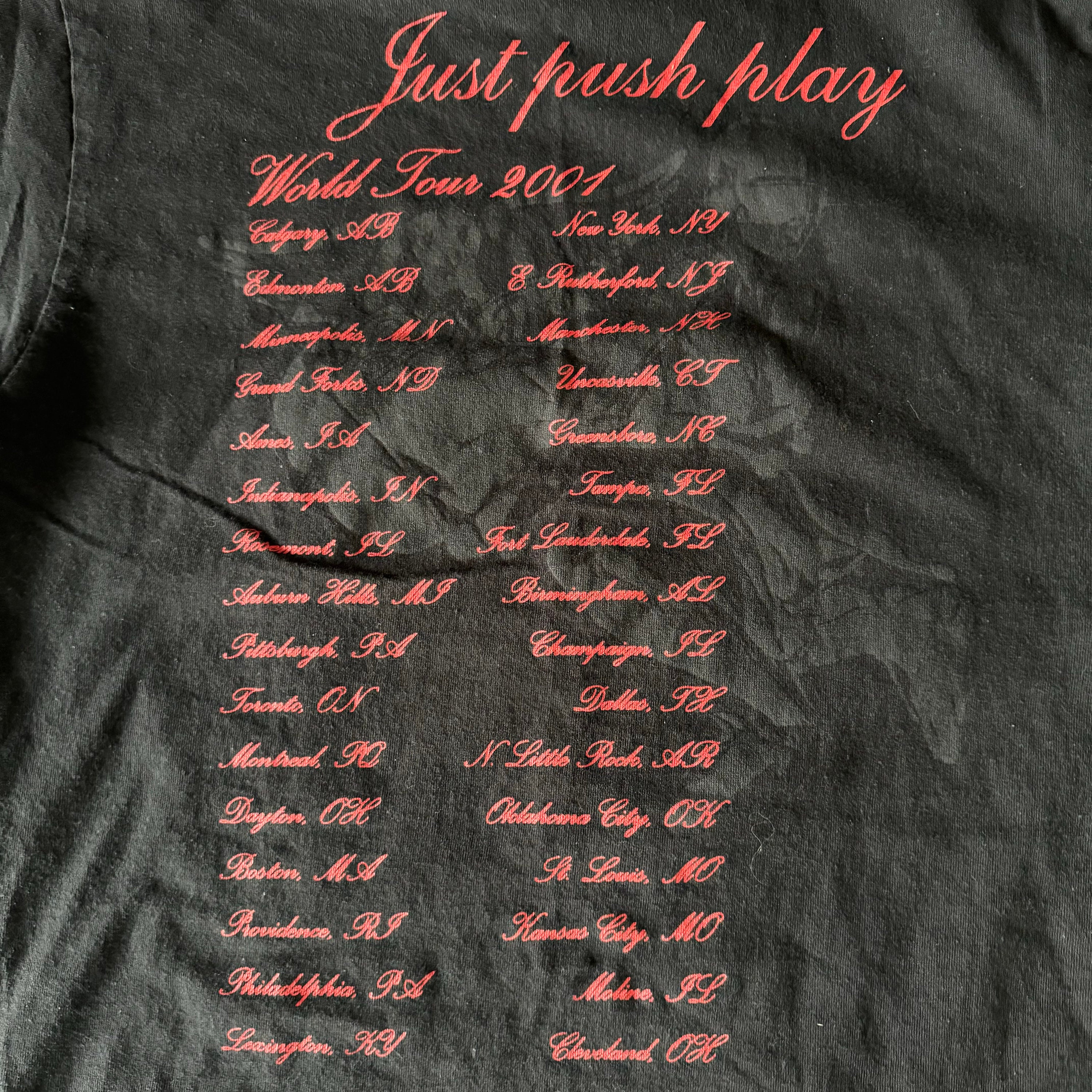 Vintage 2001 Aerosmith Just Push Play Tour T-shirt Mens Medium
