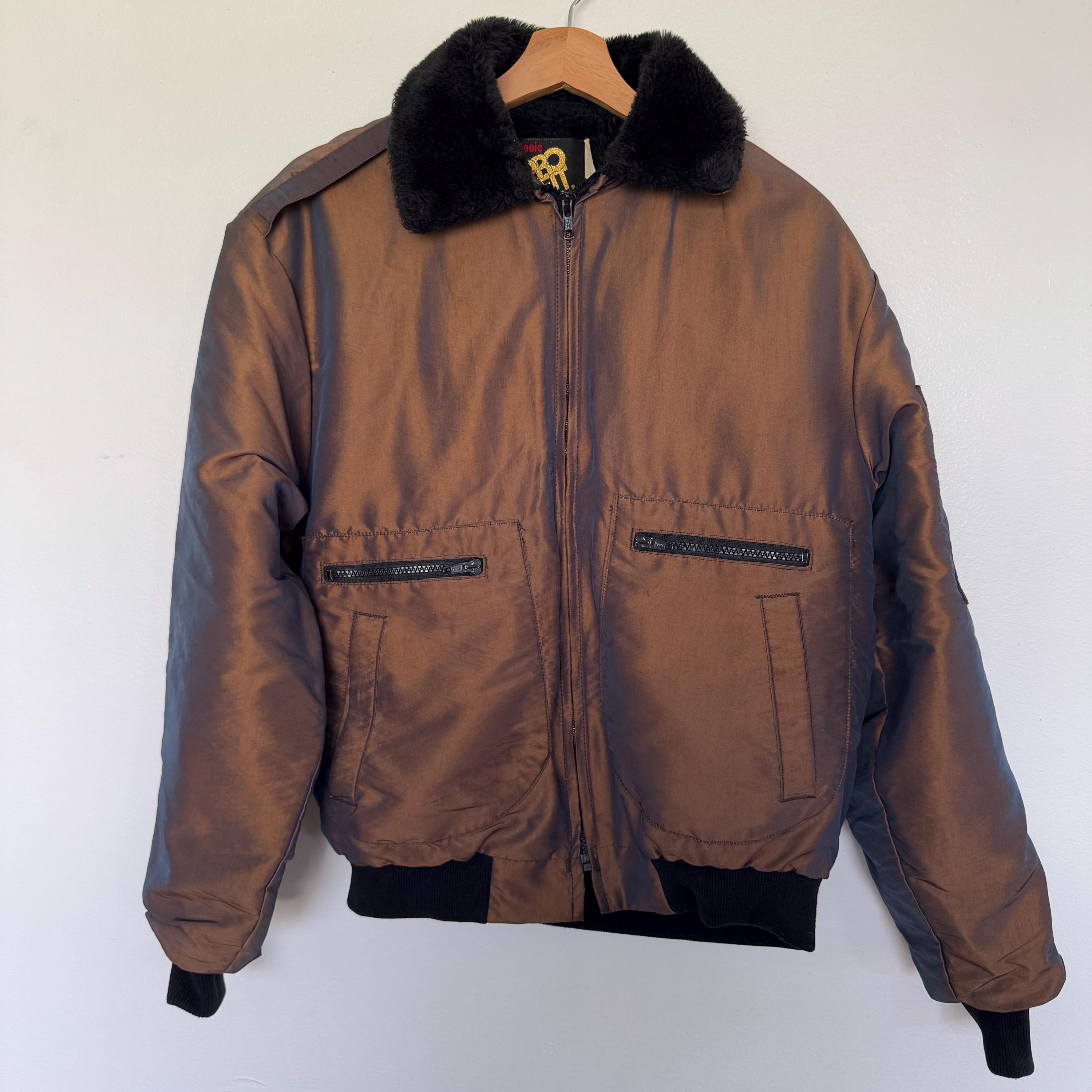 Vintage King Louie Iridescent Bomber Jacket Mens Medium Brown Made