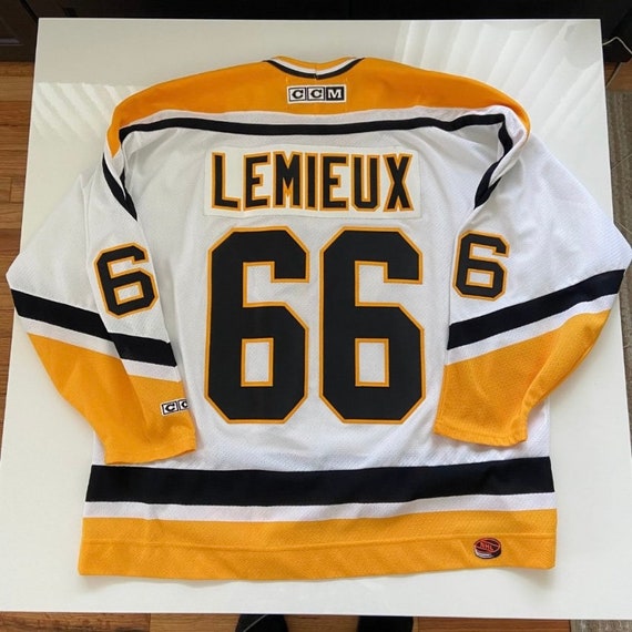 Vintage Pittsburgh Penguin Mario LeMieux Starter Jersey Size Large Black 90s NHL