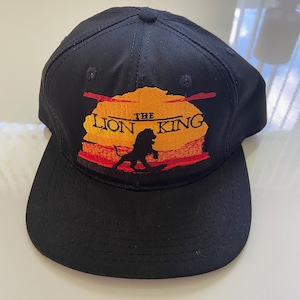 Vintage 90s The Lion King Hat Cap Mens Adult Black Snapback Disney Store Made In USA