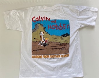 Vintage Calvin And Hobbes T-Shirt Mens Large Weirdos From Another Planet Tee