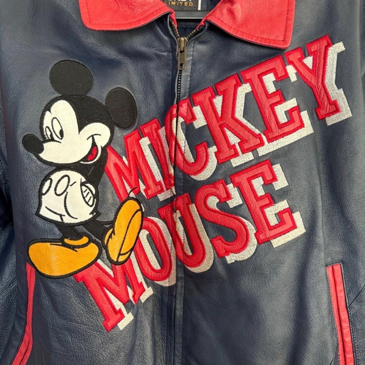 Vintage 90s Disney Mickey Mouse Leather Jacket Mens Small Mickey