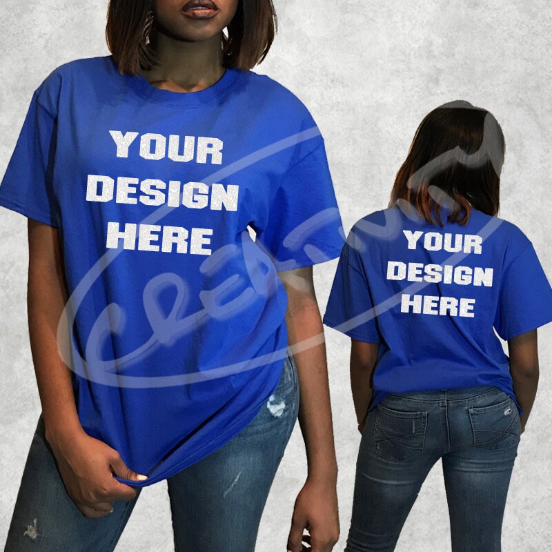 Download Royal Blue T Shirt Mock Up Jpg Download Female Model Etsy