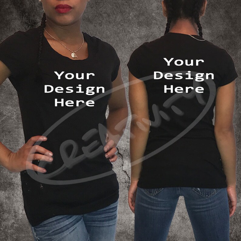 Download Black t-shirt mock up / JPG Download / Female Model / Blank | Etsy