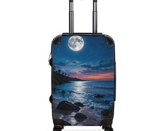 Moonlit Beach Sunset Suitcase | Ocean Night Sky Luggage Cover