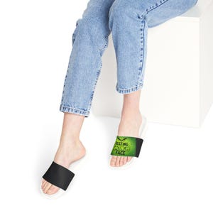 Green Gradient Water Droplet Slide Sandals | Removable Strap