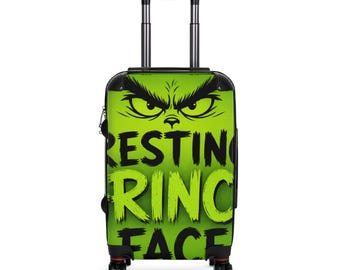 Grumpy Grinch Face Suitcase | Green Cartoon Luggage Cover