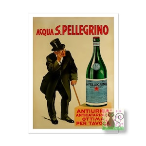 S. Pellegrino, San Pellegrino Acqua, Italian Vintage Food & Drink Poster, Restaurant Bar Print, Kitchen Art, Instant Digital Download