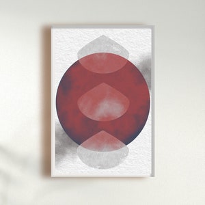 Red, Grey, Black Shapes Abstract Wall Art, Bedroom Livingroom Wall Art, Instant Download, Modern Minimalist Printable Art, Home Gift Idea