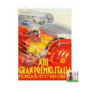Racing Car Poster, Italian Grand Prix Vintage Italian Monza Car Race Print, Two Driver Car Racing Poster, Circuit Car Racing Download