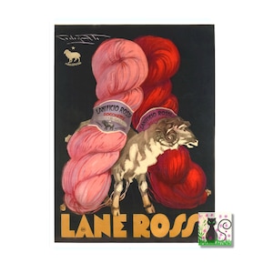 Vintage Yarn Poster, Knitting Wall Art, Lane Rossi, Fibre Arts Print, Vintage Yarn Skeins, Knitters Gift, Crochet Gift, Instant Download