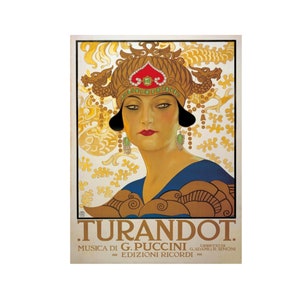Vintage Entertainment Theatre Poster Of Turandot Music By G. Puccini Instant Digital Download Home Decor Print Picture Opera Advertisement