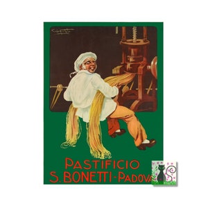 Italian Pasta Advert, Spaghetti Poster, Italian Vintage Food & Drink Poster, Restaurant Bar Poster Print, Kitchen Art, Instant Download