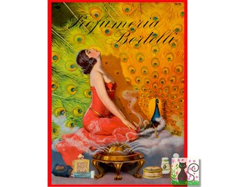 Perfume Poster, Profumo Bertelli, Vintage perfume, Beauty Advertising Poster Vintage Italian Advert, Bedroom Bathroom art, Instant Download