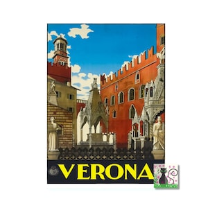 Verona Poster, Historic Verona Tourist Poster, Enit Verona Poster, Vintage World Travel Print,  Instant Digital Download