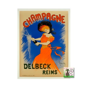 Champagne Delbeck Reims Vintage French Drink Advert Poster, Food And Drink Poster, Kitchen Bar Print, Instant Digital Download