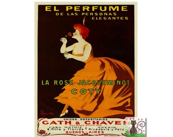 Perfume Poster, La rose Jacqueminot Coty, Vintage, Beauty Advert Poster Vintage Cosmetics Advert, Bedroom Bathroom Poster  Instant Download