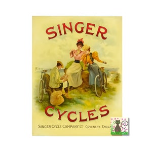 Singer Cycles Poster Print, Vintage Cycle Poster, Bike Print, Vintage Cycling Poster, Digital Download Print, Bicycle Poster