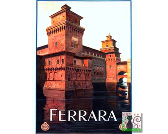 Vintage Italian Travel Poster, Ferrara Italy, World Travel Print, Italy Tourism, Historic Italy Travel Poster,  Instant Digital Download