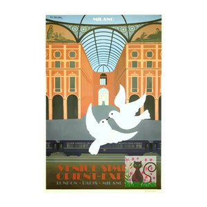 Venice Simplon Orient Express, London, Paris Venezia Milan Vintage French Travel Poster Print,  World Travel Print Instant Digital Download