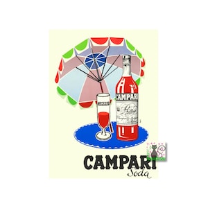 Campari, Italian Vintage Food & Drink Poster, Restaurant Bar Poster Print, Kitchen Art, Instant Digital Download, Aperitif Drinks Poster
