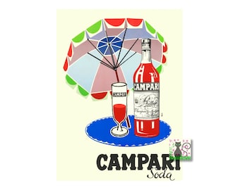 Vintage Campari Poster, Italian Aperitif Print, Bar Kitchen Decor (Digital Download)