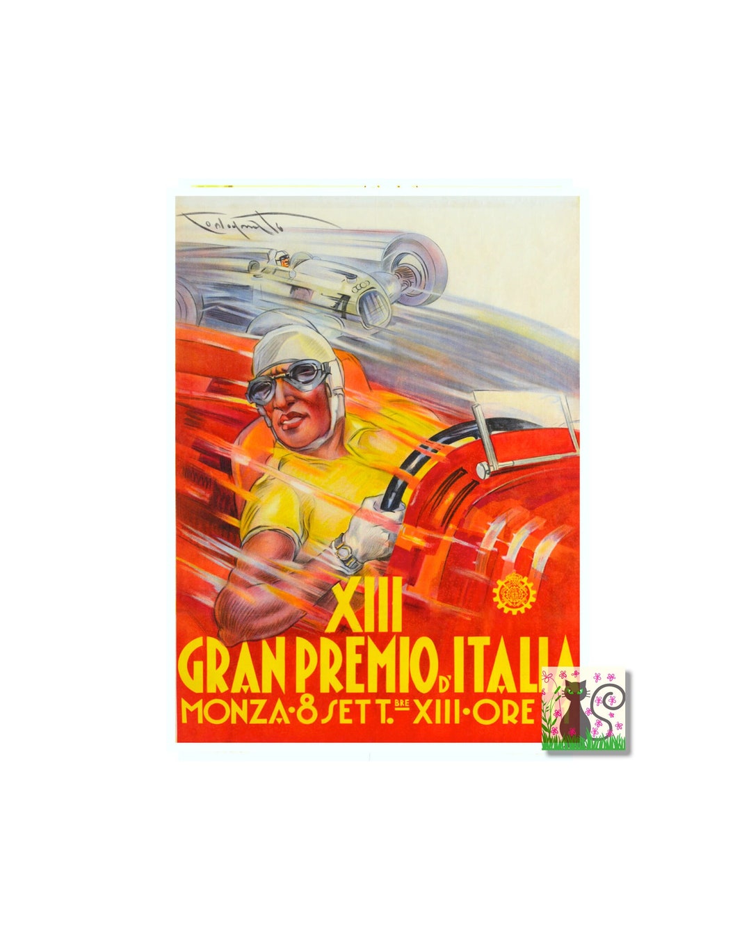 Italy Racing Posters Racing Car Poster, Italian Grand Prix Vintage Italian Monza Car Race ...
