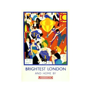Vintage London Tube Poster, Brightest London Underground Retro Travel Poster, Vintage World Travel Print, Instant Digital Download