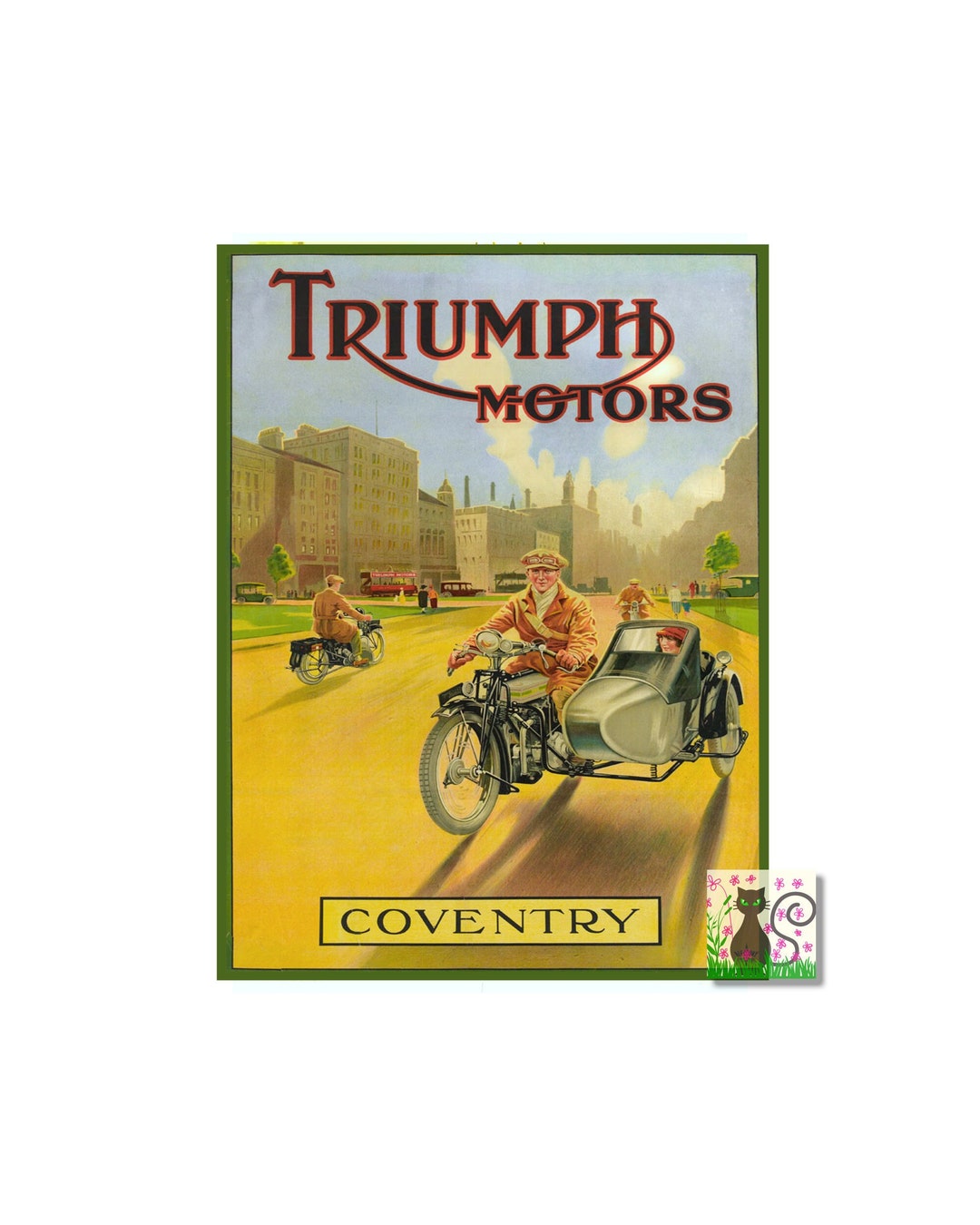 Vintage Triumph Motors Coventry Poster Print Motorbike Etsy