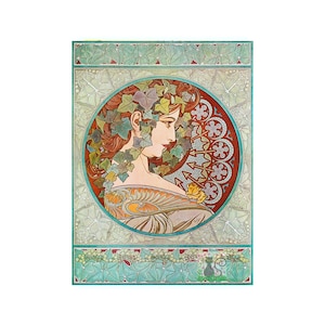 Vintage Alphonse Mucha Le Lierre Print , Art Nouveau Poster Of The Ivy, High Resolution Digital Download Printable Wall Art Decor