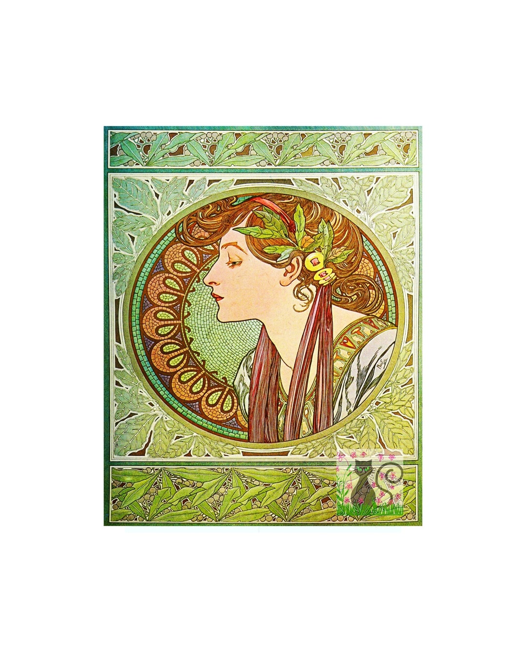 Tableau Toile – Alphonse Mucha “Laurel”, Style Art Nouveau, Femme élégante