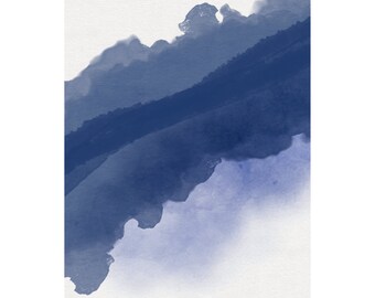 Indigo Blue Abstract Watercolor Art Print (Digital Download)