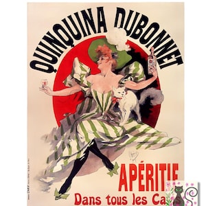 Quinquina Dubonnet Poster Aperitif dans Tous Les Cafe, Vintage Food&Drink, Alcohol Drink Art, Wall Decor, Kitchen Art, Aperitif Drinks Print