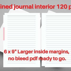 KDP Lined Journal Interior 6 x 9 120 pages pdf file instant digital download ready to go.
