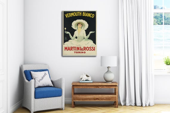 Martini Vermouth Bianco Poster, Vintage Martini & Rossi
