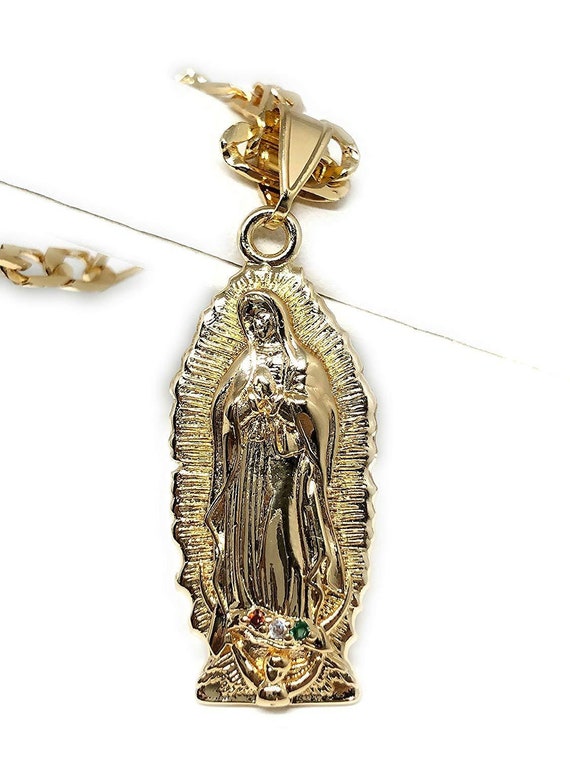 Virgen De Guadalupe Gold Plated Pendant And Necklace - Virgen De Guadalupe Gold Pendant