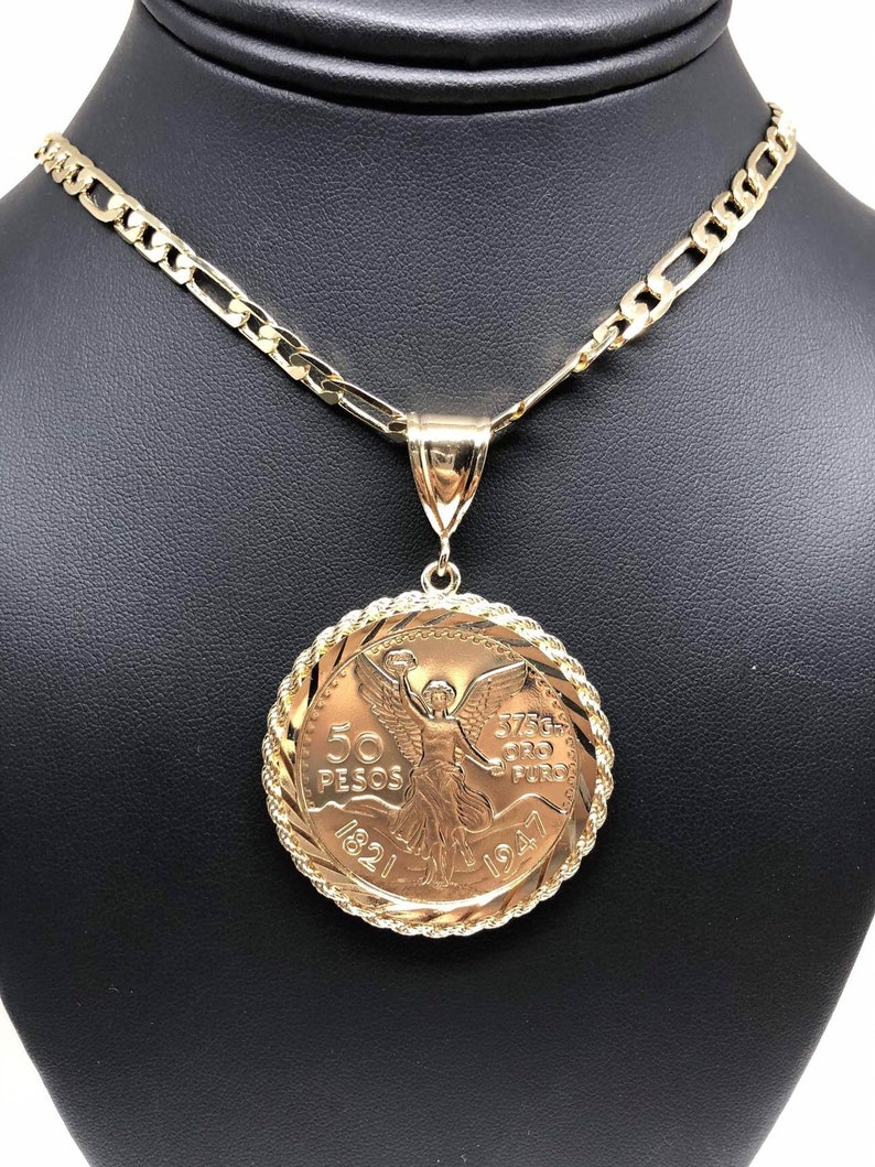 El Centenario with rope bezel pendant Chain set 24k Etsy