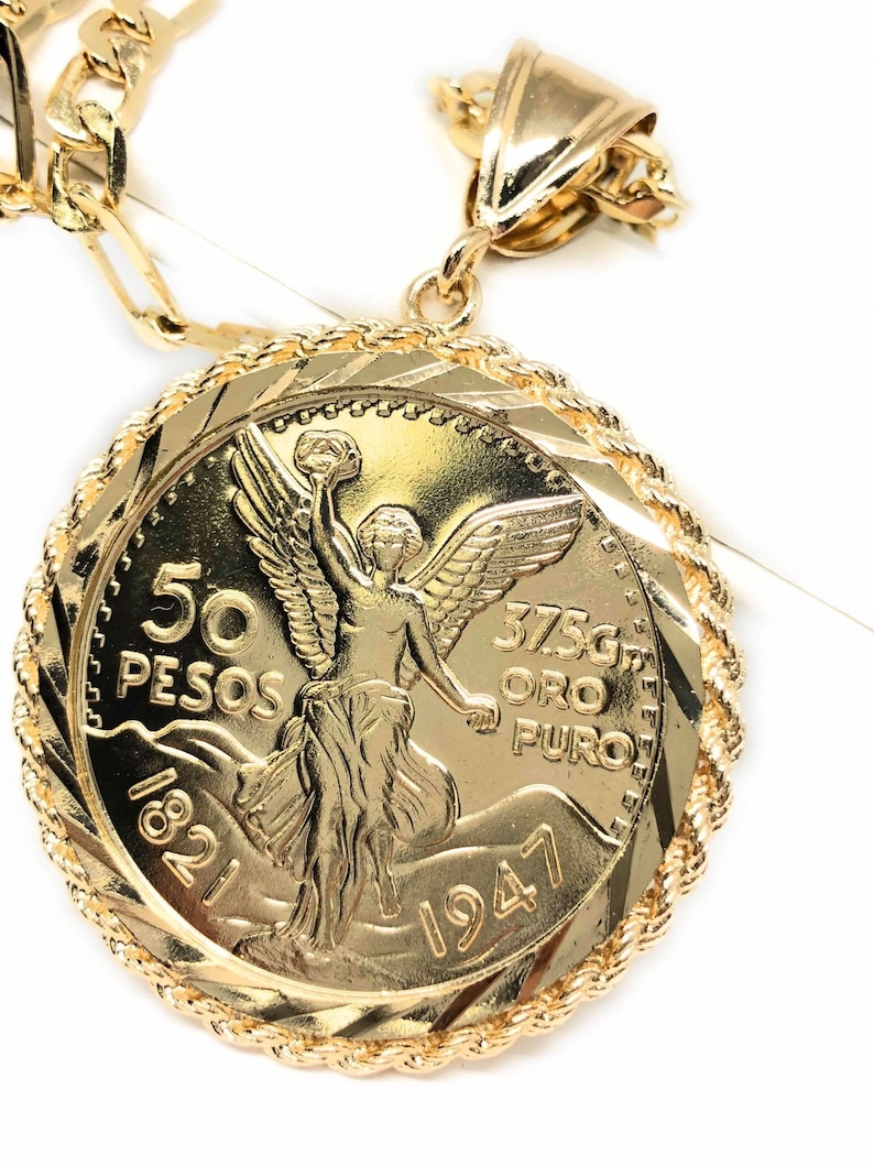 El Centenario with rope bezel pendant Chain set 24k Etsy