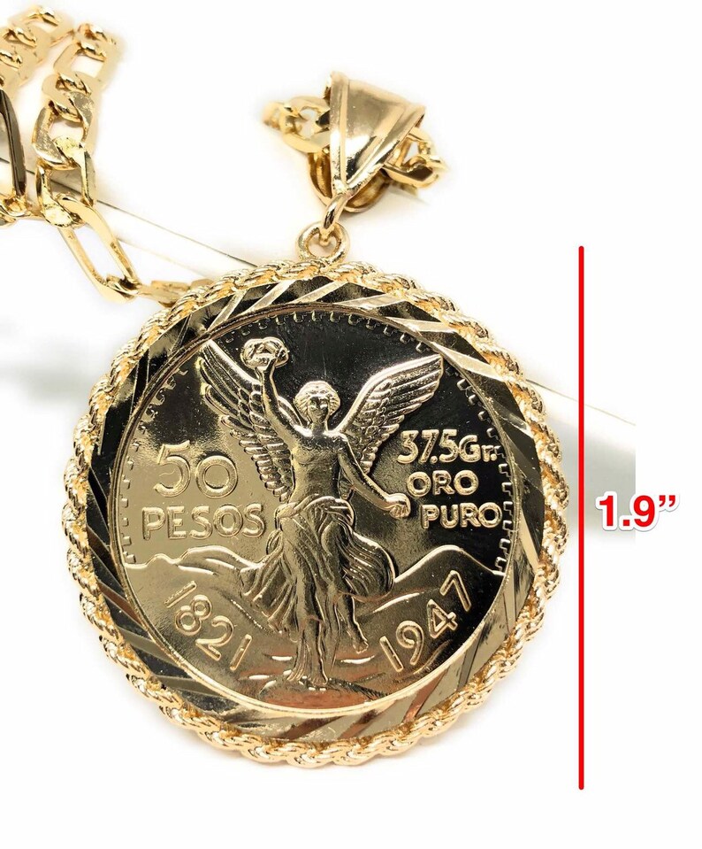 El Centenario with rope bezel pendant Chain set 24k Etsy