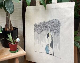 Tote bag unisex cotton illustration penguins