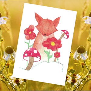 Carte à planter illustration renard dans la forêt
