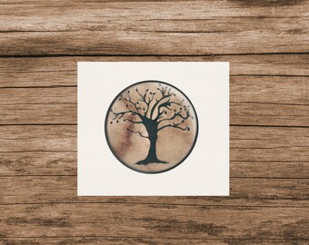 Badge rond illustration arbre pour enfant et adulte à accrocher sur une veste ou un sac